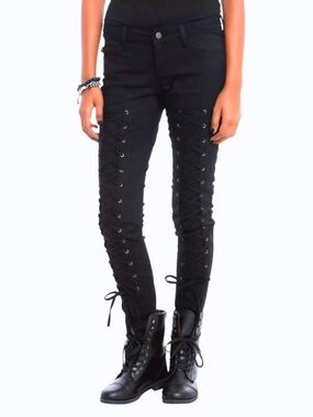 Tripp Nyc Black Lace-Up Skinny Jeans 29 NWT